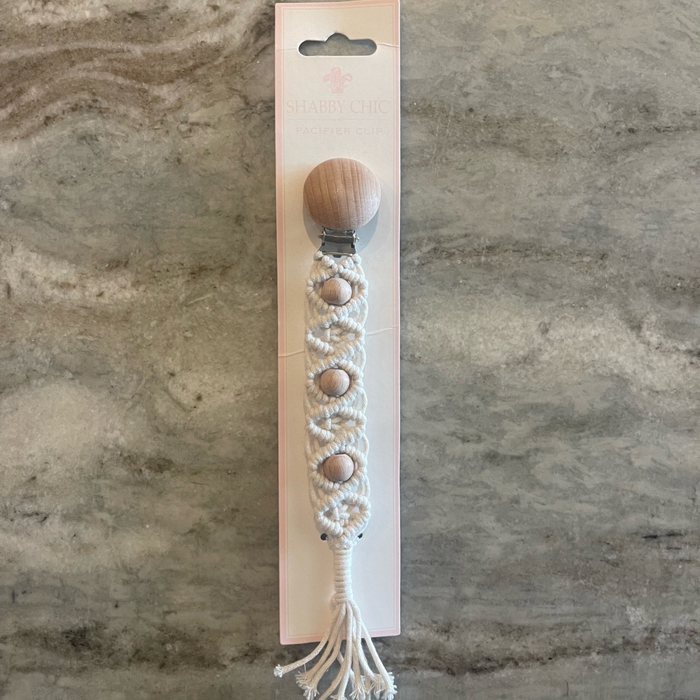Shabby Chic Cream Tan Pacifier Clip